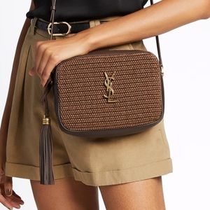 Saint Laurent YSL Lou Medium Raffia Camera Bag